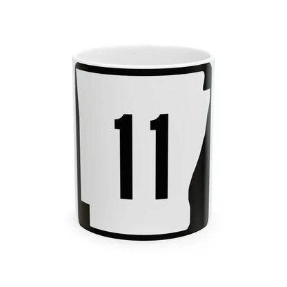 Arkansas 11 (Arkansas) (Road Sign) White Coffee Mug 11oz - Go Mug Yourself