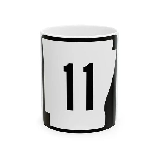 Arkansas 11 (Arkansas) (Road Sign) White Coffee Mug 11oz - Go Mug Yourself