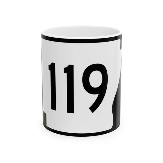 Arkansas 119 (Arkansas) (Road Sign) White Coffee Mug 11oz - Go Mug Yourself