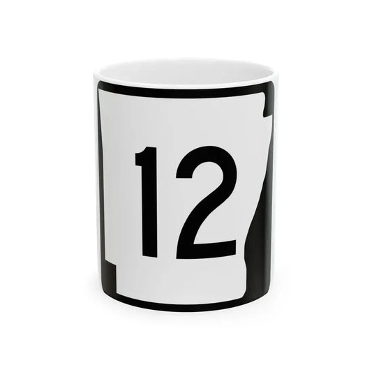 Arkansas 12 (Arkansas) (Road Sign) White Coffee Mug 11oz - Go Mug Yourself