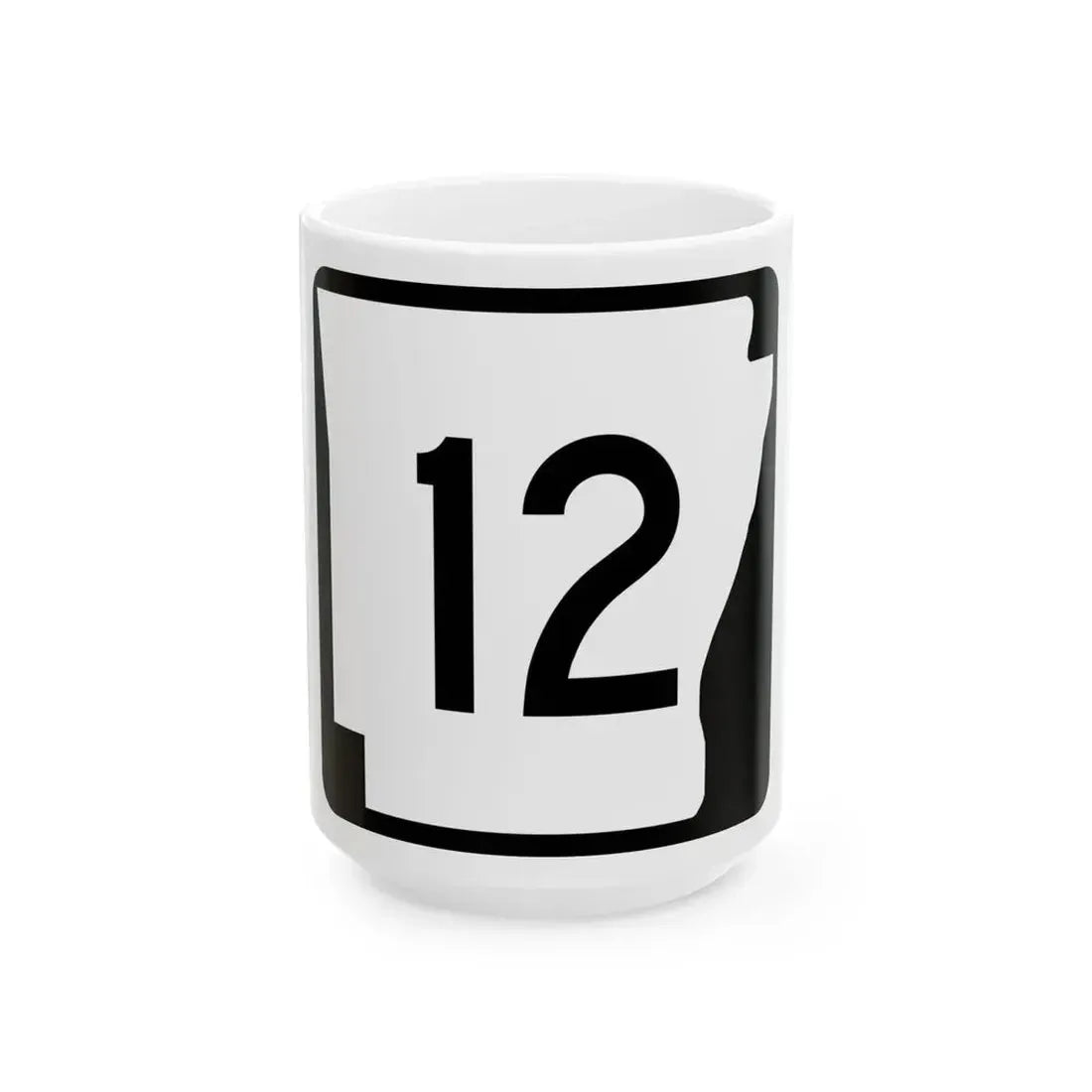 Arkansas 12 (Arkansas) (Road Sign) White Coffee Mug 15oz - Go Mug Yourself