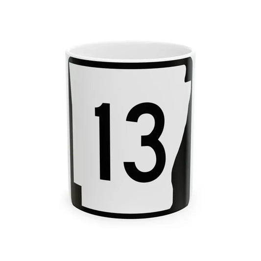 Arkansas 13 (Arkansas) (Road Sign) White Coffee Mug 11oz - Go Mug Yourself