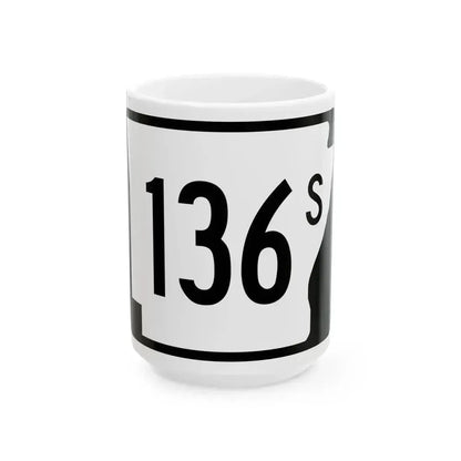 Arkansas 136S (Arkansas) (Road Sign) White Coffee Mug 15oz - Go Mug Yourself