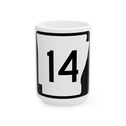 Arkansas 14 (Arkansas) (Road Sign) White Coffee Mug 15oz - Go Mug Yourself
