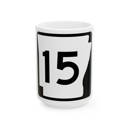 Arkansas 15 (Arkansas) (Road Sign) White Coffee Mug 15oz - Go Mug Yourself