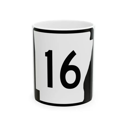 Arkansas 16 (Arkansas) (Road Sign) White Coffee Mug 11oz - Go Mug Yourself