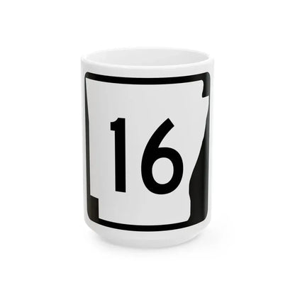 Arkansas 16 (Arkansas) (Road Sign) White Coffee Mug 15oz - Go Mug Yourself