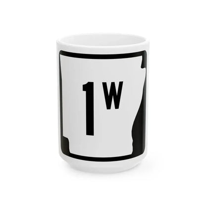 Arkansas 1W (Arkansas) (Road Sign) White Coffee Mug 15oz - Go Mug Yourself