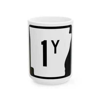 Arkansas 1Y (Arkansas) (Road Sign) White Coffee Mug 15oz - Go Mug Yourself