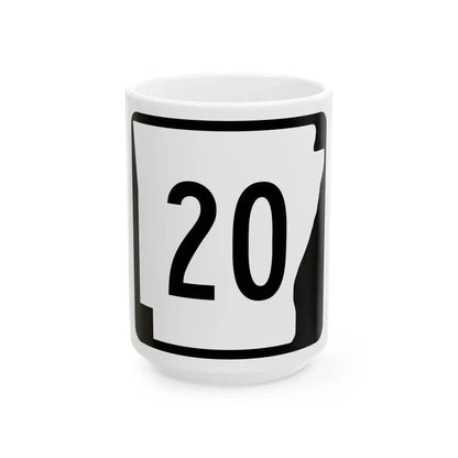 Arkansas 20 (Arkansas) (Road Sign) White Coffee Mug 15oz - Go Mug Yourself