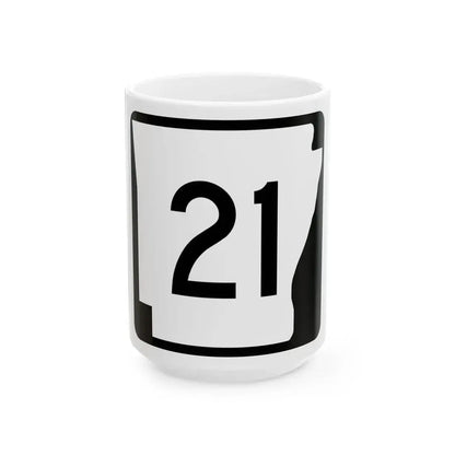 Arkansas 21 (Arkansas) (Road Sign) White Coffee Mug 15oz - Go Mug Yourself