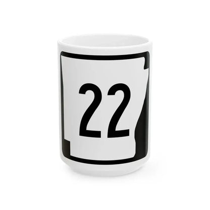 Arkansas 22 (Arkansas) (Road Sign) White Coffee Mug 15oz - Go Mug Yourself