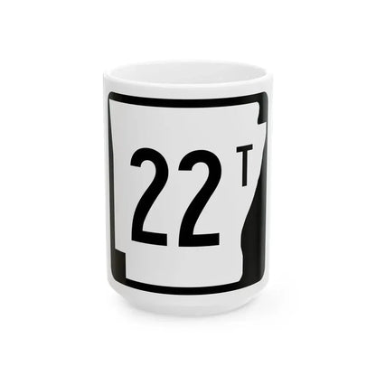 Arkansas 22T (Arkansas) (Road Sign) White Coffee Mug 15oz - Go Mug Yourself
