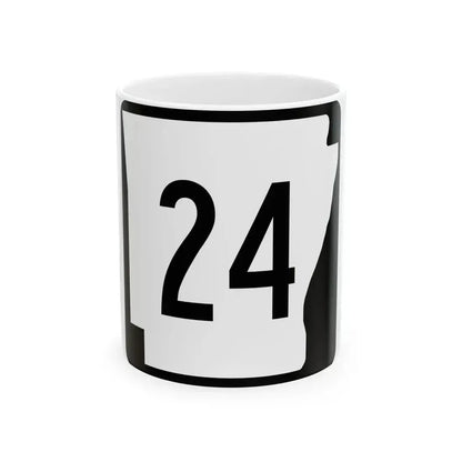 Arkansas 24 (Arkansas) (Road Sign) White Coffee Mug 11oz - Go Mug Yourself