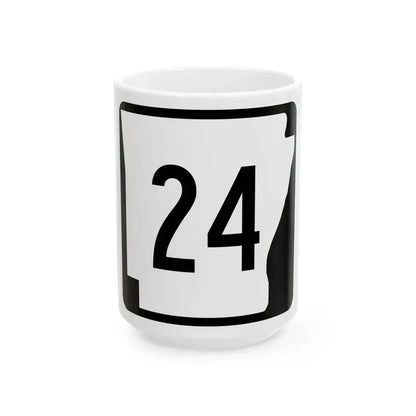 Arkansas 24 (Arkansas) (Road Sign) White Coffee Mug 15oz - Go Mug Yourself