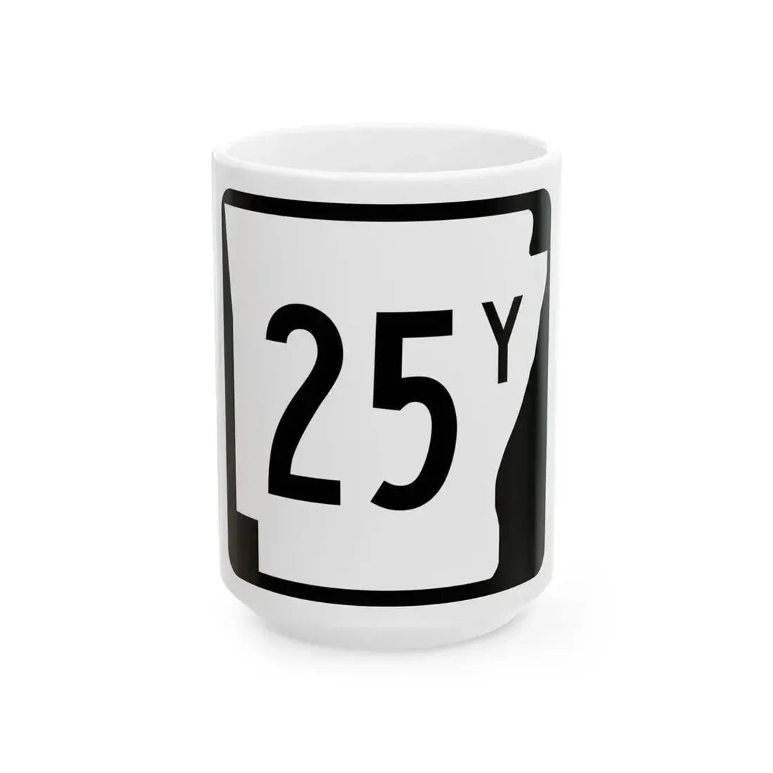 Arkansas 25Y (Arkansas) (Road Sign) White Coffee Mug 15oz - Go Mug Yourself