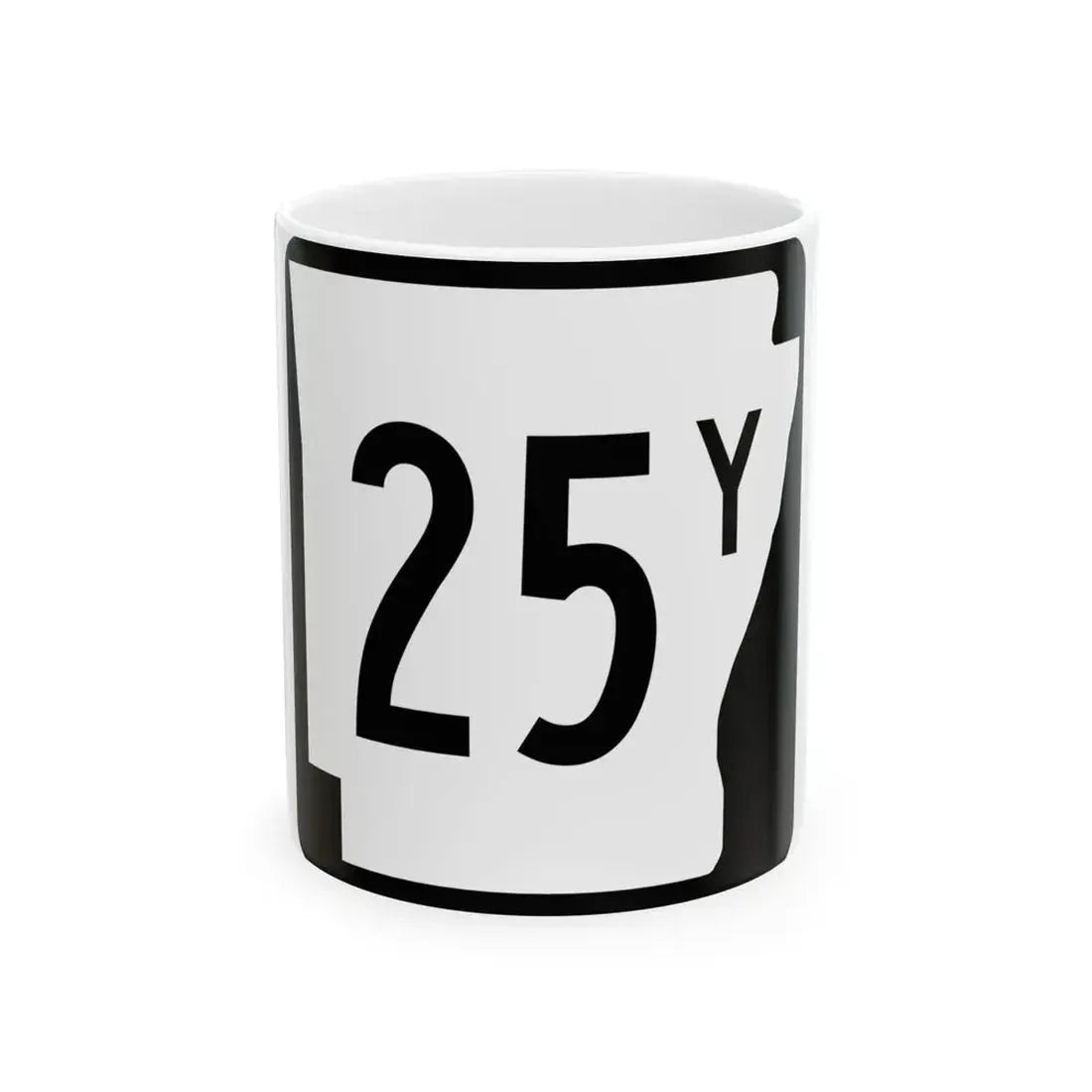 Arkansas 25Y (Arkansas) (Road Sign) White Coffee Mug - Go Mug Yourself