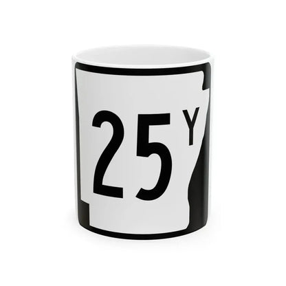 Arkansas 25Y (Arkansas) (Road Sign) White Coffee Mug - Go Mug Yourself
