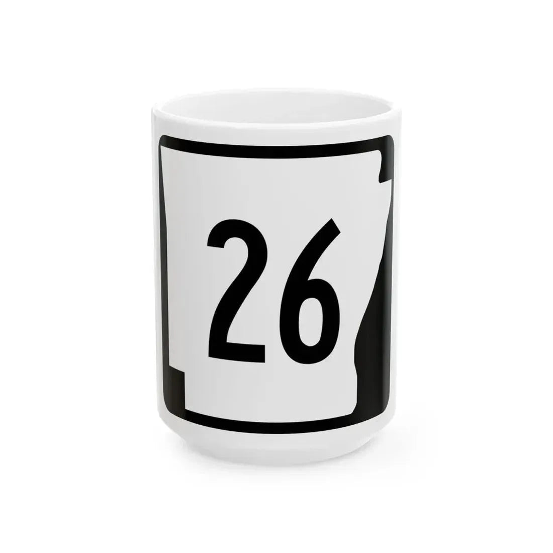 Arkansas 26 (Arkansas) (Road Sign) White Coffee Mug 15oz - Go Mug Yourself