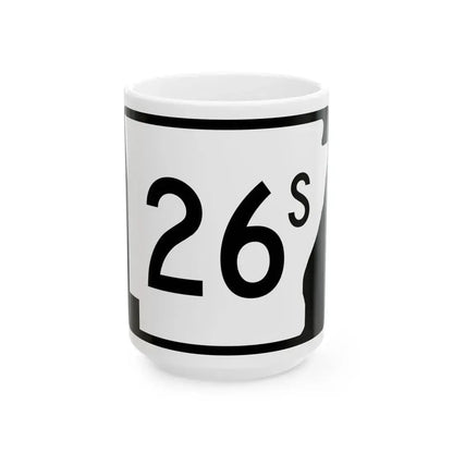 Arkansas 26S (Arkansas) (Road Sign) White Coffee Mug 15oz - Go Mug Yourself