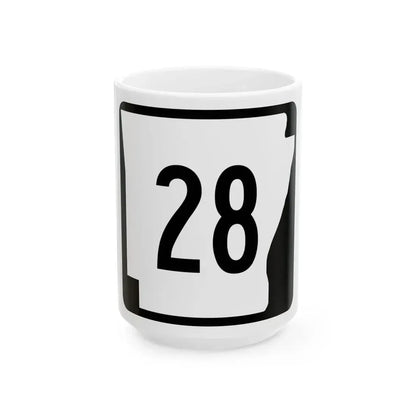 Arkansas 28 (Arkansas) (Road Sign) White Coffee Mug 15oz - Go Mug Yourself