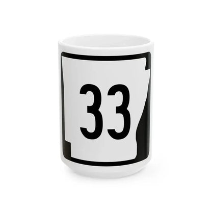 Arkansas 33 (Arkansas) (Road Sign) White Coffee Mug 15oz - Go Mug Yourself