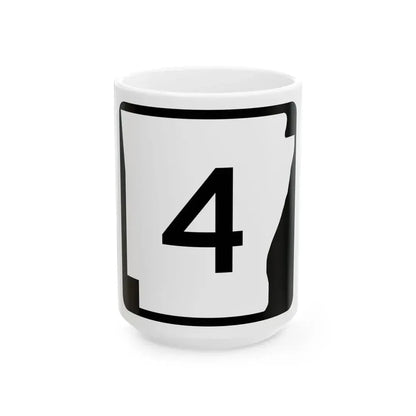 Arkansas 4 (Arkansas) (Road Sign) White Coffee Mug 15oz - Go Mug Yourself