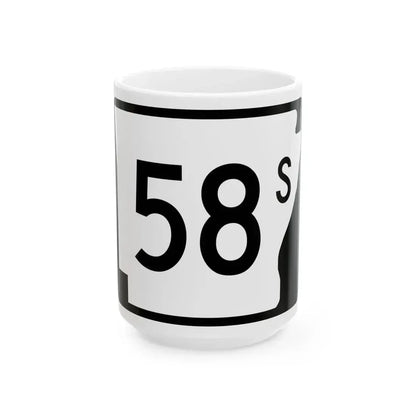 Arkansas 58S (Arkansas) (Road Sign) White Coffee Mug 15oz - Go Mug Yourself