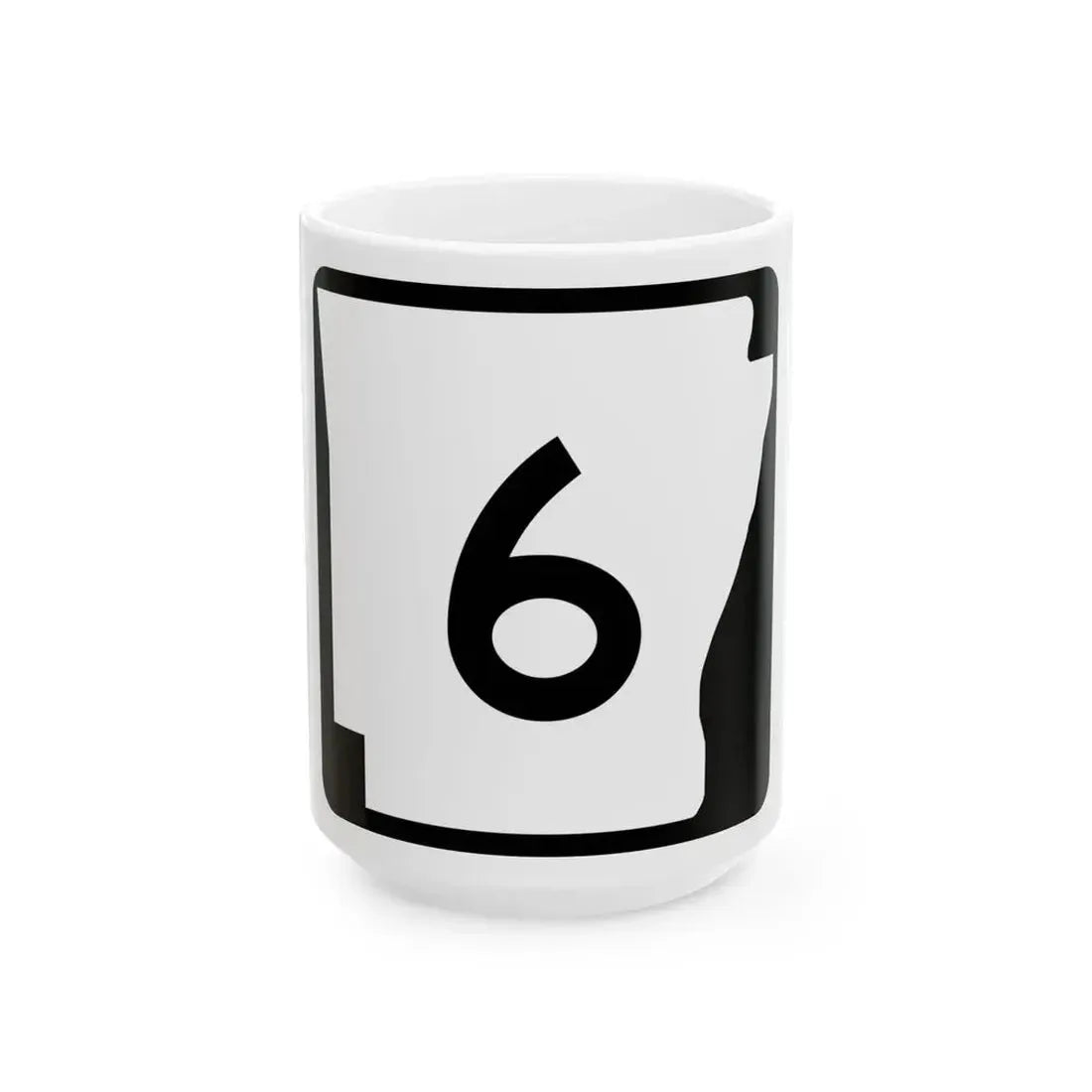 Arkansas 6 (Arkansas) (Road Sign) White Coffee Mug 15oz - Go Mug Yourself