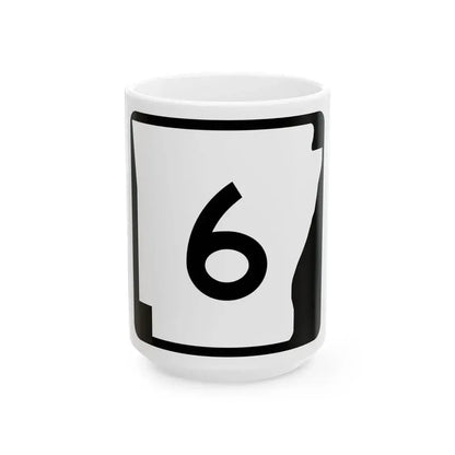 Arkansas 6 (Arkansas) (Road Sign) White Coffee Mug 15oz - Go Mug Yourself