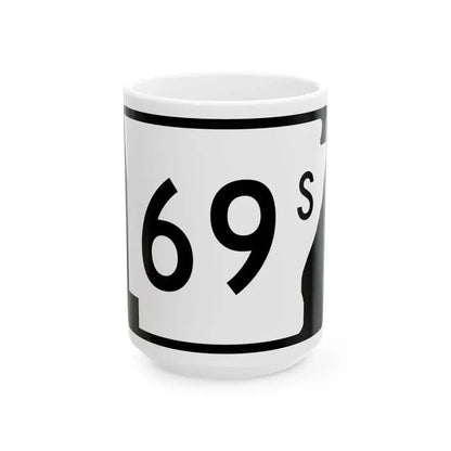 Arkansas 69S (Arkansas) (Road Sign) White Coffee Mug 15oz - Go Mug Yourself