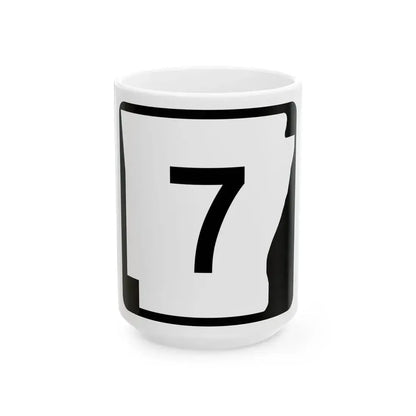 Arkansas 7 (Arkansas) (Road Sign) White Coffee Mug 15oz - Go Mug Yourself