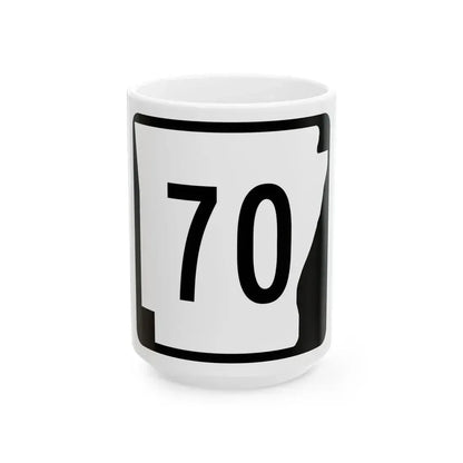 Arkansas 70 (Arkansas) (Road Sign) White Coffee Mug 15oz - Go Mug Yourself