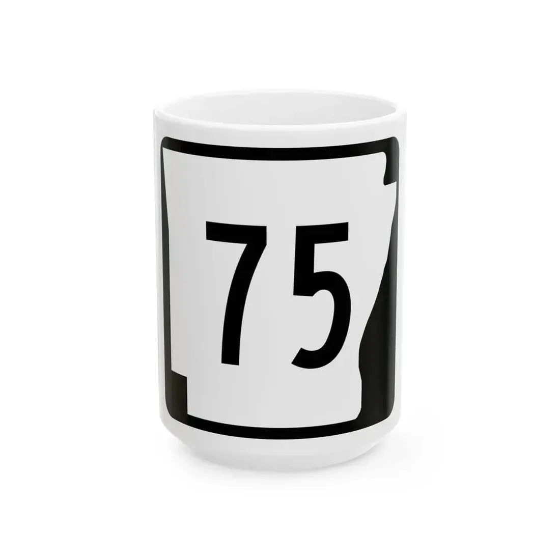Arkansas 75 (Arkansas) (Road Sign) White Coffee Mug 15oz - Go Mug Yourself