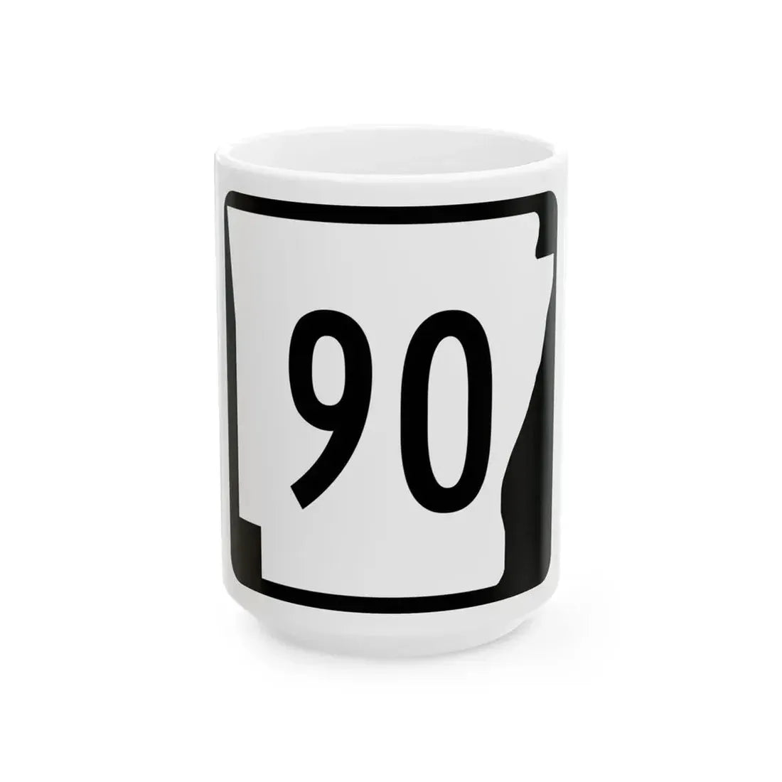 Arkansas 90 (Arkansas) (Road Sign) White Coffee Mug 15oz - Go Mug Yourself