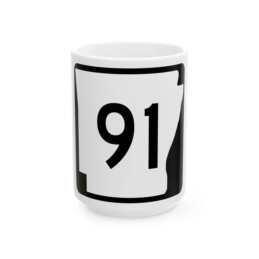 Arkansas 91 (Arkansas) (Road Sign) White Coffee Mug 15oz - Go Mug Yourself