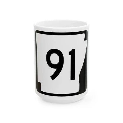 Arkansas 91 (Arkansas) (Road Sign) White Coffee Mug 15oz - Go Mug Yourself
