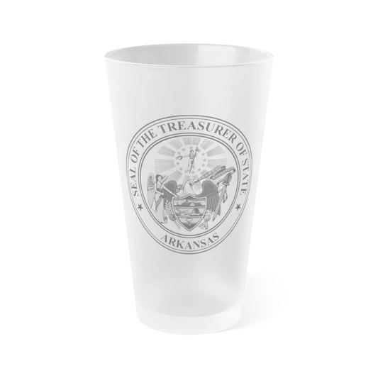 Arkansas Treasurer Seal - Frosted Pint Glass 16oz-16oz-Frosted-Go Mug Yourself