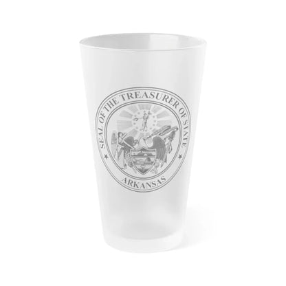 Arkansas Treasurer Seal - Frosted Pint Glass 16oz - Go Mug Yourself