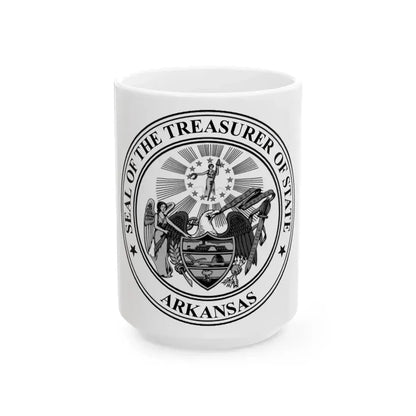 Arkansas Treasurer Seal - White Coffee Mug 15oz - Go Mug Yourself