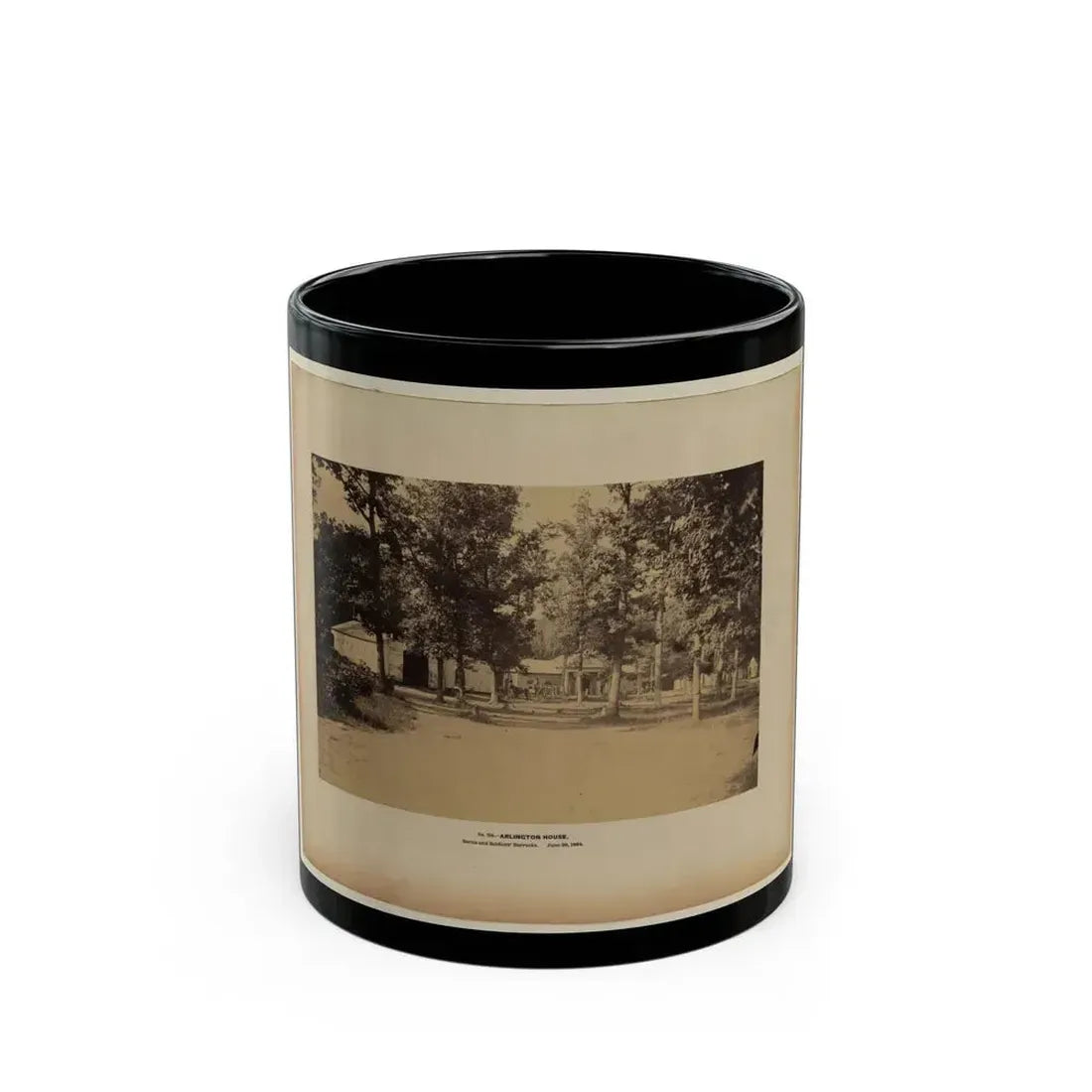 Arlington House, Barns And Soldiers' Barracks, June 29, 1864 (U.S. Civil War) Black Coffee Mug 11oz - Go Mug Yourself
