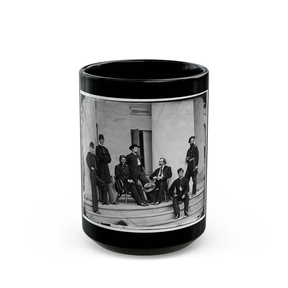 Arlington, Va. Brig. Gen. Gustavus A. Derussey (Third From Left) And Staff On Portico Of Arlington House (U.S. Civil War) Black Coffee Mug 15oz - Go Mug Yourself