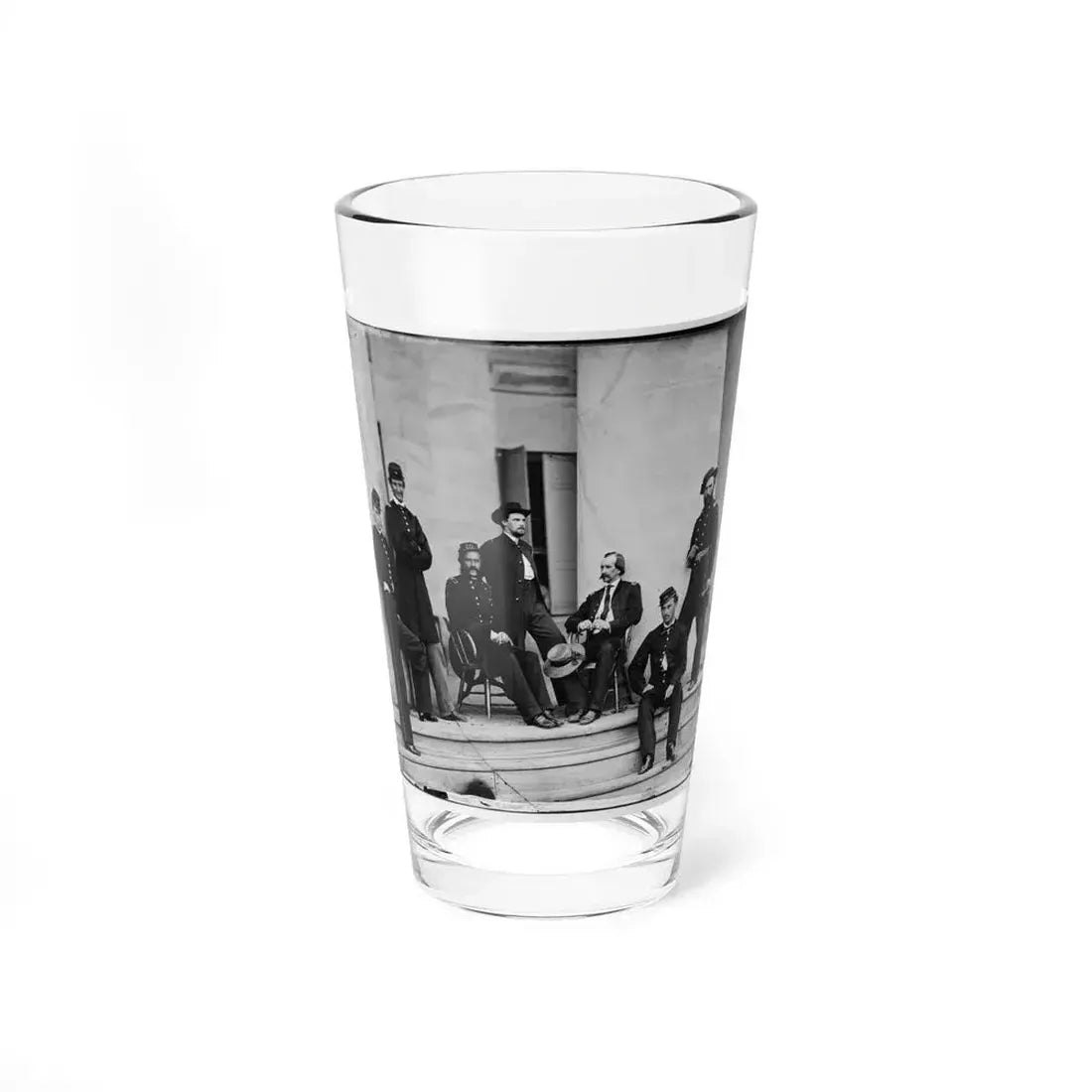 Arlington, Va. Brig. Gen. Gustavus A. Derussey (Third From Left) And Staff On Portico Of Arlington House (U.S. Civil War) Pint Glass 16oz 16oz - Go Mug Yourself