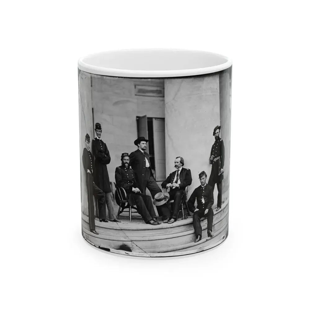 Arlington, Va. Brig. Gen. Gustavus A. Derussey (Third From Left) And Staff On Portico Of Arlington House (U.S. Civil War) White Coffee Mug 11oz - Go Mug Yourself
