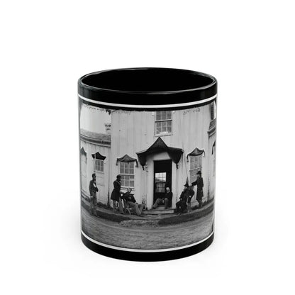 Arlington, Va. Capt. Nevins And Officers In Front Of Headquarters, Fort Whipple; Mourning Crepe Drawn Over Doors And Windows (U.S. Civil War) Black Coffee Mug 11oz - Go Mug Yourself
