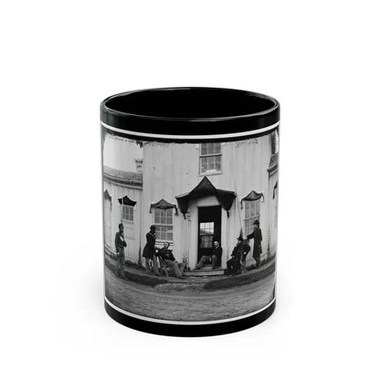 Arlington, Va. Capt. Nevins And Officers In Front Of Headquarters, Fort Whipple; Mourning Crepe Drawn Over Doors And Windows (U.S. Civil War) Black Coffee Mug 11oz - Go Mug Yourself