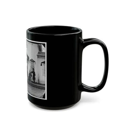 Arlington, Va. Capt. Nevins And Officers In Front Of Headquarters, Fort Whipple; Mourning Crepe Drawn Over Doors And Windows (U.S. Civil War) Black Coffee Mug - Go Mug Yourself