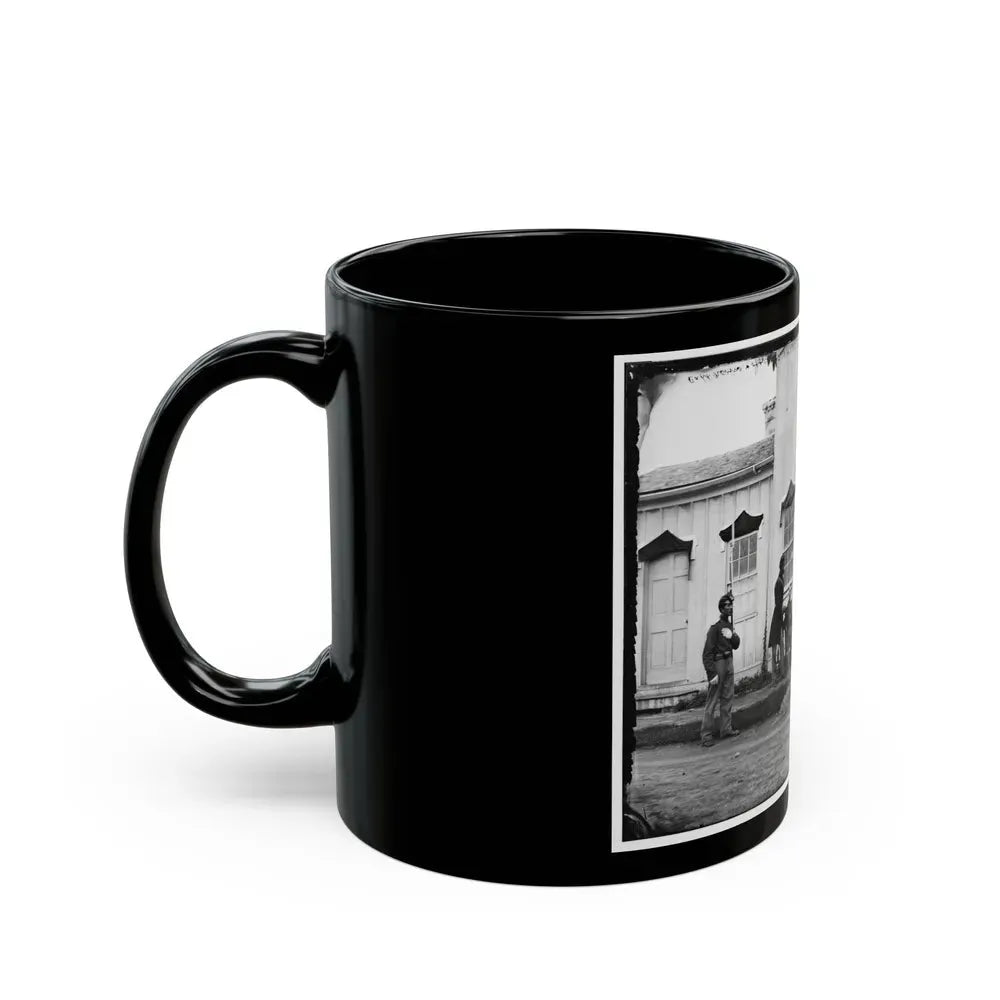 Arlington, Va. Capt. Nevins And Officers In Front Of Headquarters, Fort Whipple; Mourning Crepe Drawn Over Doors And Windows (U.S. Civil War) Black Coffee Mug - Go Mug Yourself