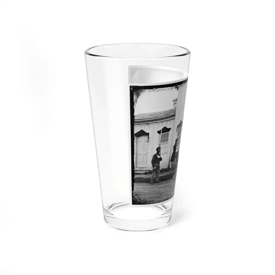 Arlington, Va. Capt. Nevins And Officers In Front Of Headquarters, Fort Whipple; Mourning Crepe Drawn Over Doors And Windows (U.S. Civil War) Pint Glass 16oz - Go Mug Yourself