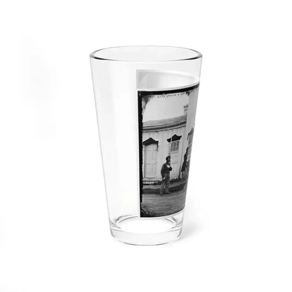 Arlington, Va. Capt. Nevins And Officers In Front Of Headquarters, Fort Whipple; Mourning Crepe Drawn Over Doors And Windows (U.S. Civil War) Pint Glass 16oz - Go Mug Yourself